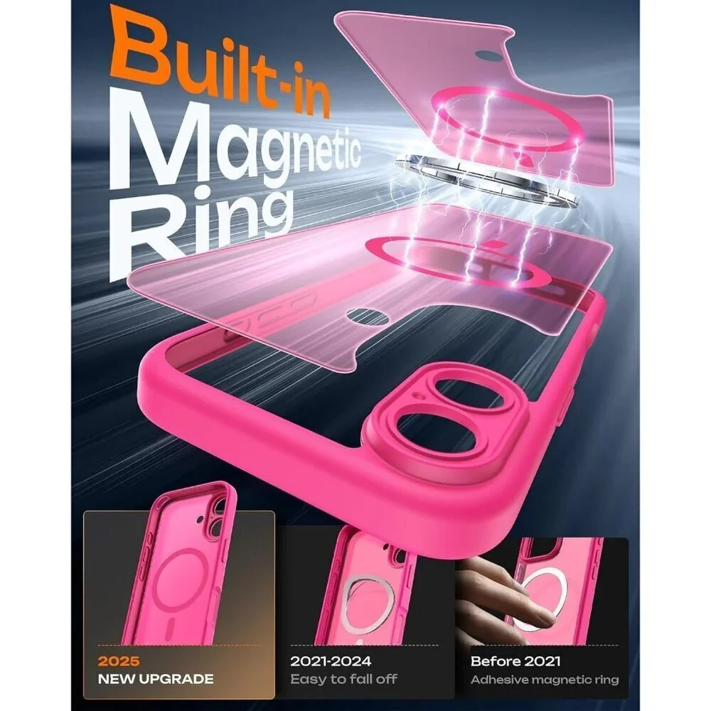 Hot Pink Iphone 17 Pro Max Full Camera Protection Translucent Matte Phone Case